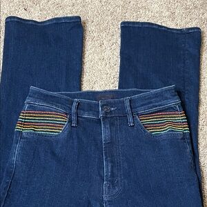MOTHER The Smooth Hustler Over The Rainbow Dark Blue Flare Jeans Size 25 Pride